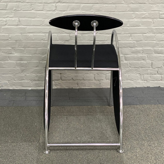 Image 1 of Vintage Velox armchair in chrome tube and black stained wood by Massimo Losa Ghini for Moroso, Italy 1980