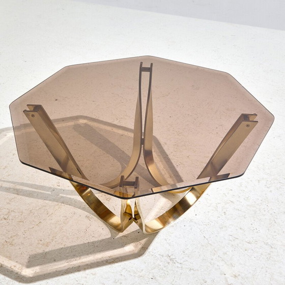 Image 1 of Vintage brass and glass coffee table by Roger Sprunger for Dunbar, 1970