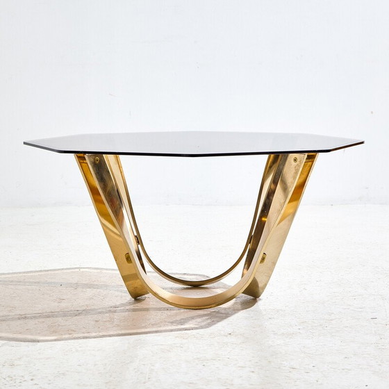 Image 1 of Vintage brass and glass coffee table by Roger Sprunger for Dunbar, 1970