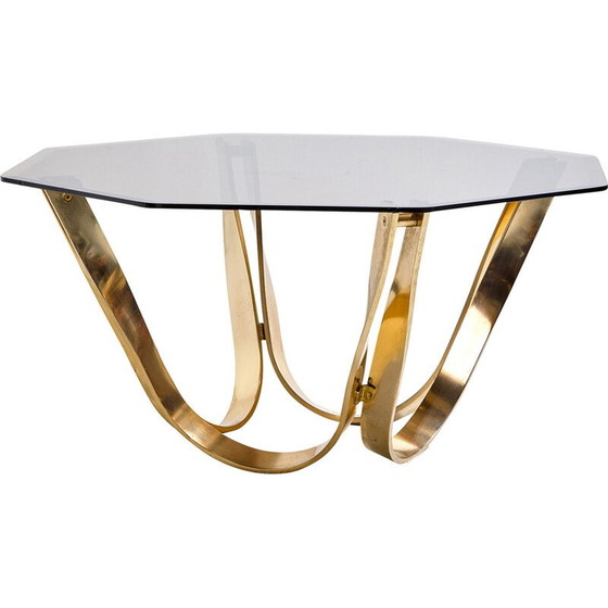 Image 1 of Vintage brass and glass coffee table by Roger Sprunger for Dunbar, 1970