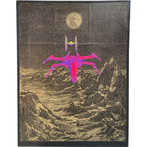 Acrílico sobre lienzo vintage "Ataque" de Edmond Li Bellefroid, 2015