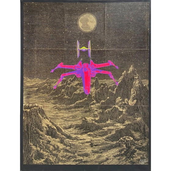 Image 1 of Acrylic on vintage canvas "Attack" by Edmond Li Bellefroid, 2015