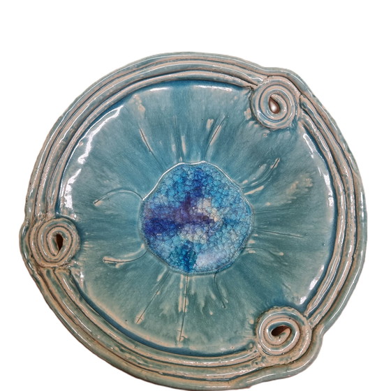 Image 1 of Blue Glazed Ceramic Fruit Bowl, 21E Century