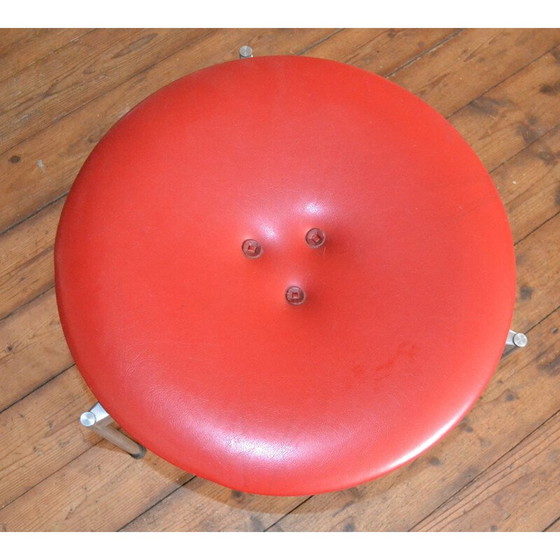 Image 1 of Pair of vintage Red & Black Vinyl Stools by Uno & Östen Kristiansson for Luxus 1962s