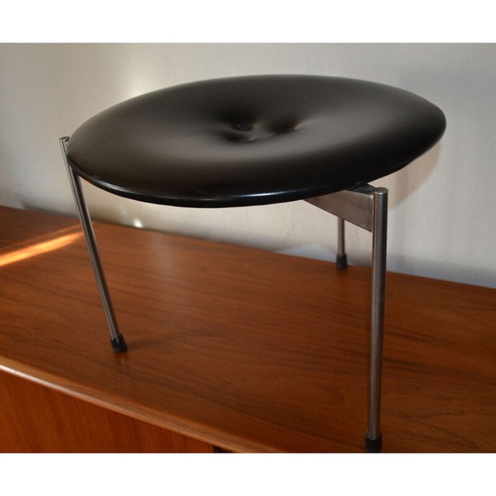 Image 1 of Pair of vintage Red & Black Vinyl Stools by Uno & Östen Kristiansson for Luxus 1962s