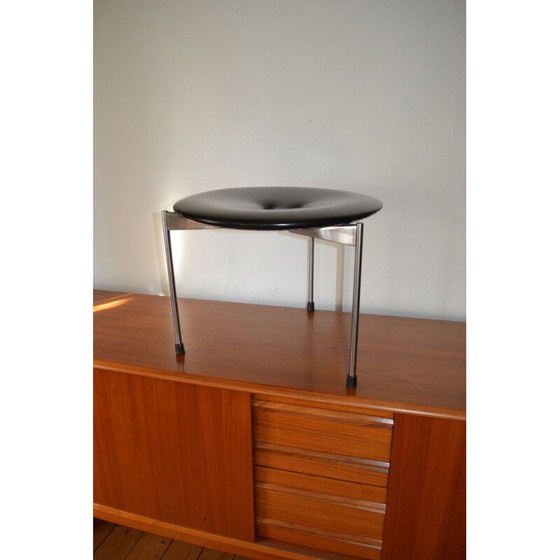 Image 1 of Pair of vintage Red & Black Vinyl Stools by Uno & Östen Kristiansson for Luxus 1962s