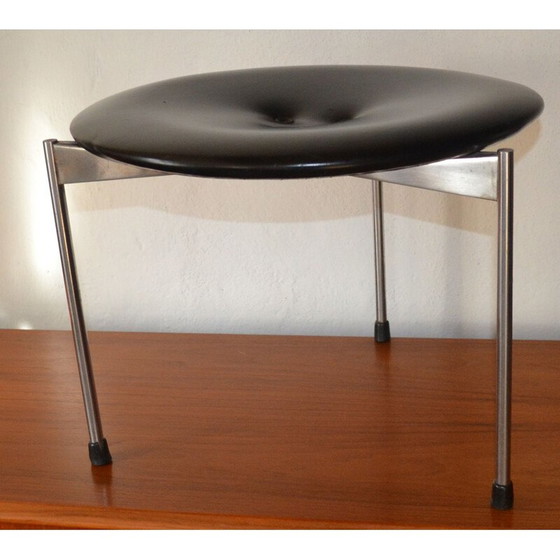Image 1 of Pair of vintage Red & Black Vinyl Stools by Uno & Östen Kristiansson for Luxus 1962s