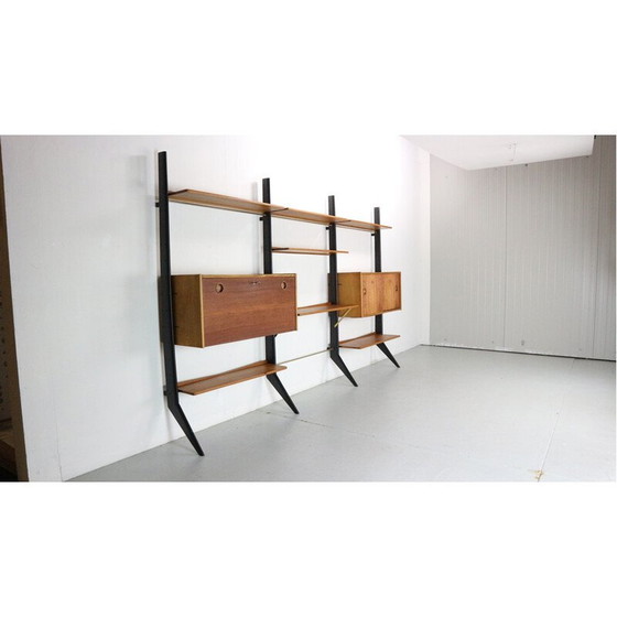 Image 1 of Vintage teak and oak wall unit by William Watting for Fristho, Netherlands 1960