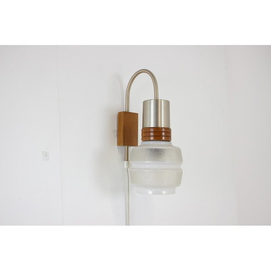 Image 1 of Lampada da parete vintage in legno e vetro, Germania anni '70
