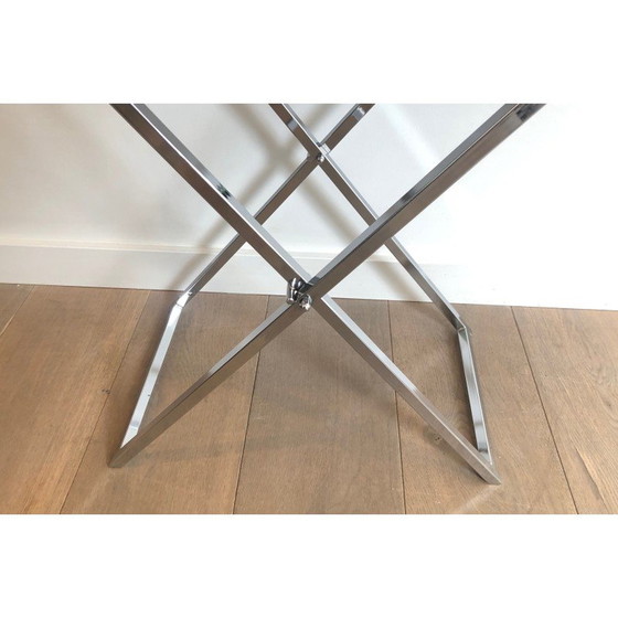 Image 1 of Pair of vintage plexiglass and chrome side tables, 1970s