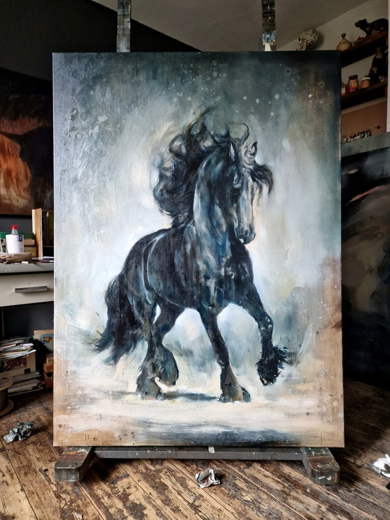 Image 1 of Dipinto ad olio, Cavallo Frisone, Nanouk Weijnen 