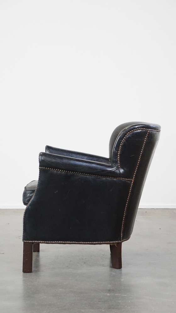 Image 1 of Black Armchair With Reversible Kelim Seat Cushion