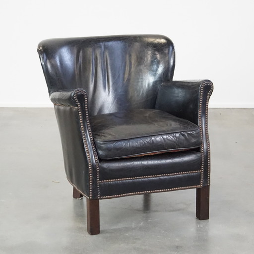 Black Armchair With Reversible Kelim Seat Cushion