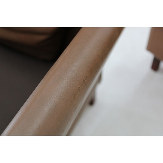 Image 1 of Pair of vintage brown leather armchairs, Denmark 1970s