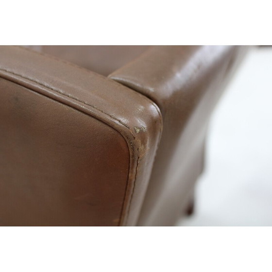 Image 1 of Pair of vintage brown leather armchairs, Denmark 1970s