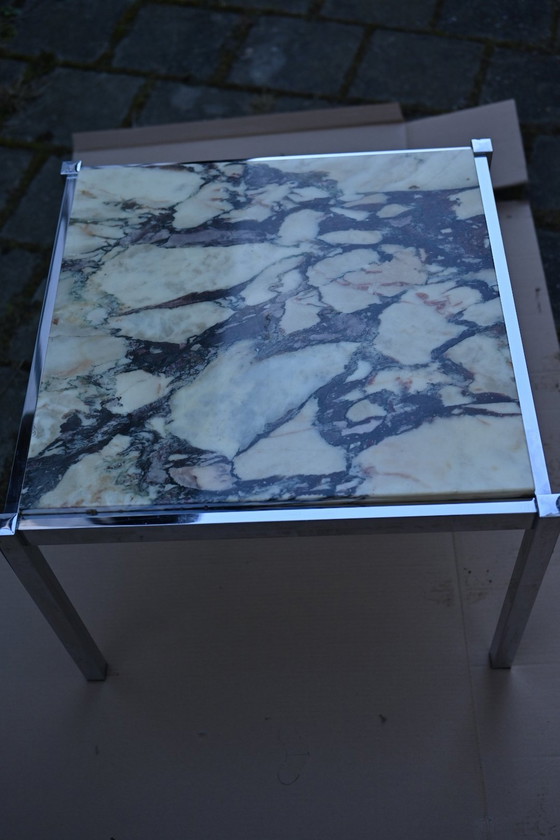 Image 1 of 70s vintage marble chrome coffee table