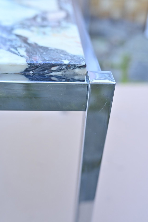 Image 1 of 70s vintage marble chrome coffee table