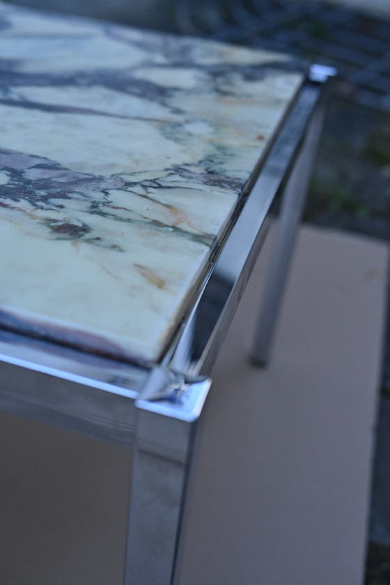 Image 1 of 70s vintage marble chrome coffee table
