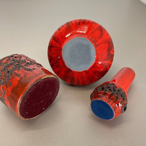 Conjunto de tres jarrones de cerámica vintage de Otto Keramik, Alemania, década de 1970