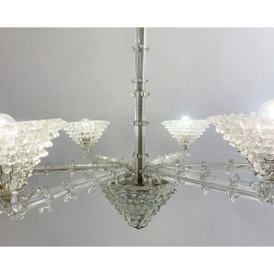 Image 1 of Vintage Murano glass chandelier by Ercole Barovier, Italy 1930s