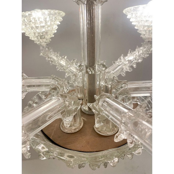 Image 1 of Vintage Murano glass chandelier by Ercole Barovier, Italy 1930s