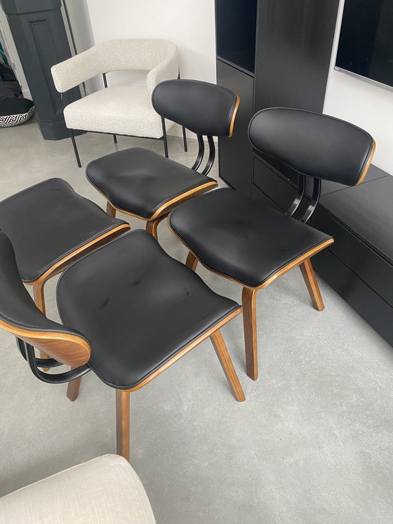 Image 1 of 4X Design Chairs Of Wood With Faux Leather