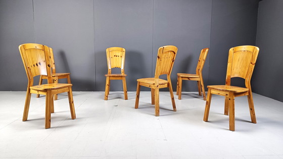 Image 1 of Chaises de salle à manger vintage en pin - 1970