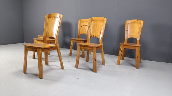 Image 1 of Chaises de salle à manger vintage en pin - 1970
