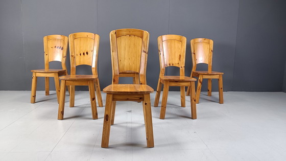 Image 1 of Chaises de salle à manger vintage en pin - 1970