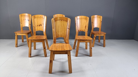 Image 1 of Chaises de salle à manger vintage en pin - 1970