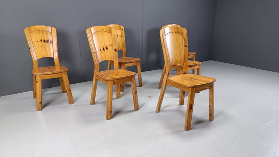 Image 1 of Chaises de salle à manger vintage en pin - 1970
