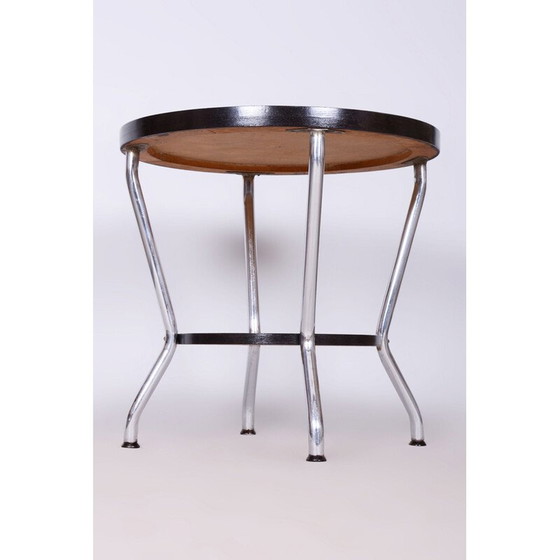 Image 1 of Vintage Bauhaus oak and chrome coffee table by Hynek Gottwald, Czechoslovakia 1930