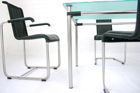 Image 1 of Tecta Kragtisch, dining table / dining table, glass table with stainless steel frame to B20, B25