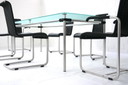 Tecta Kragtisch, dining table / dining table, glass table with stainless steel frame to B20, B25