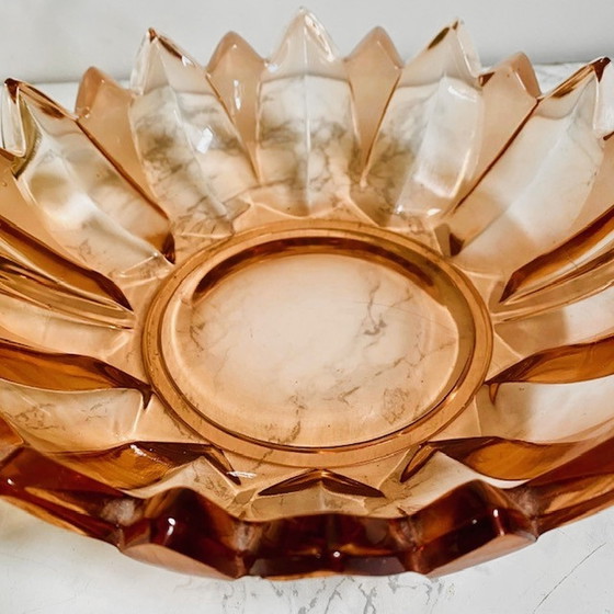 Image 1 of Salmon pink glass Art Deco bowl