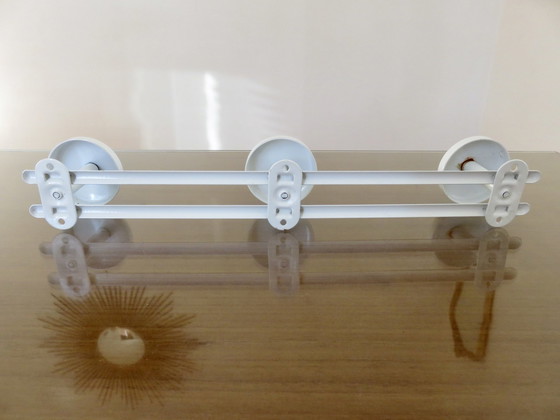 Image 1 of White Lacquered Metal 3-Plate Wall-Mounted Coat Rack, 1980