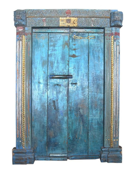 Old Teak "Countryside" Style Indian Door 210X144X32Cm