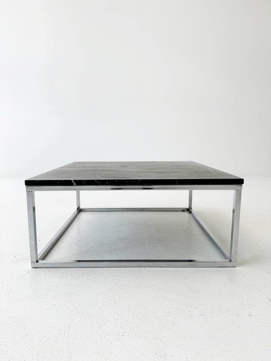 Image 1 of Coffee table with Marquina marble top & chrome steel frame