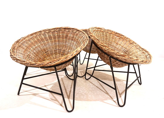 Image 1 of Set of 4 rattan pod chairs 60s