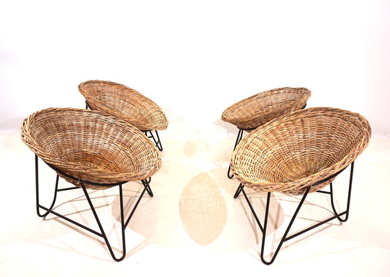 Image 1 of Set of 4 rattan pod chairs 60s