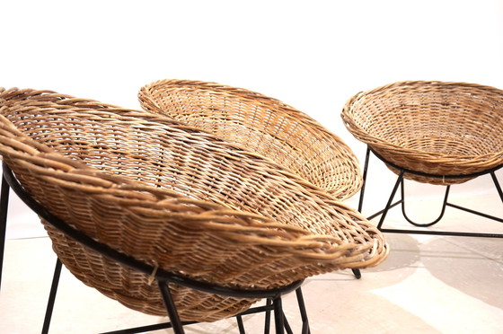 Image 1 of Set of 4 rattan pod chairs 60s