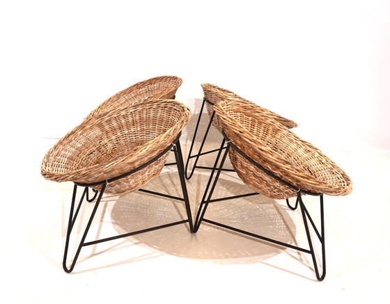 Image 1 of Set of 4 rattan pod chairs 60s