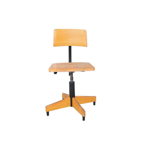 Vintage office armchair in iron and beech for Kovona, Czechoslovakia 1970