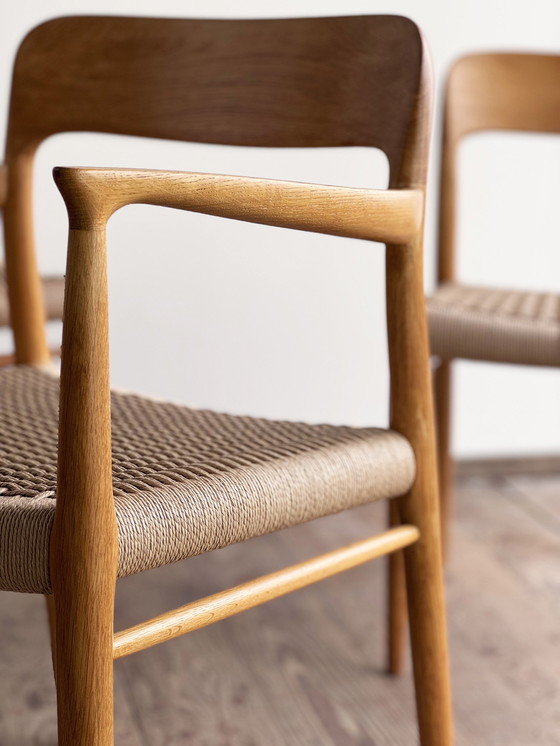 Image 1 of Mid-Century Danish Model 56 and 75 Chairs in Oak by Niels O. Møller for JL Møllers Furniture Factory, 1950s, Set of 8