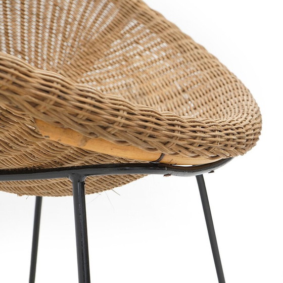 Image 1 of Vintage armchair in woven rattan and metal, Italy 1950
