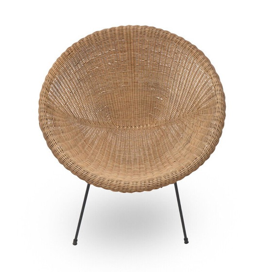 Image 1 of Vintage armchair in woven rattan and metal, Italy 1950