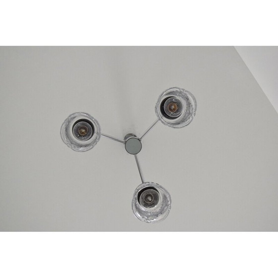 Image 1 of Lampadario vintage in metallo cromato e vetro laccato di Drukov, Cecoslovacchia, 1960