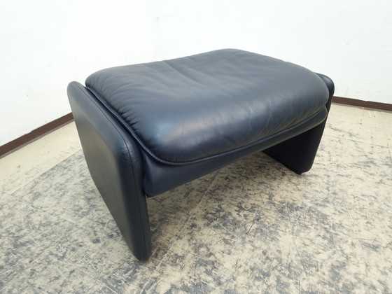 Image 1 of De Sede armchair with stool Designer leather armchair Chair Stool