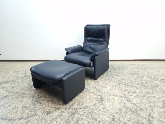 Image 1 of De Sede armchair with stool Designer leather armchair Chair Stool