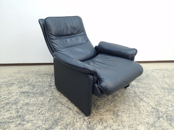 Image 1 of De Sede armchair with stool Designer leather armchair Chair Stool